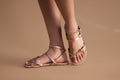 Alma Leather Toe-Strap Sandals - Blush Gold