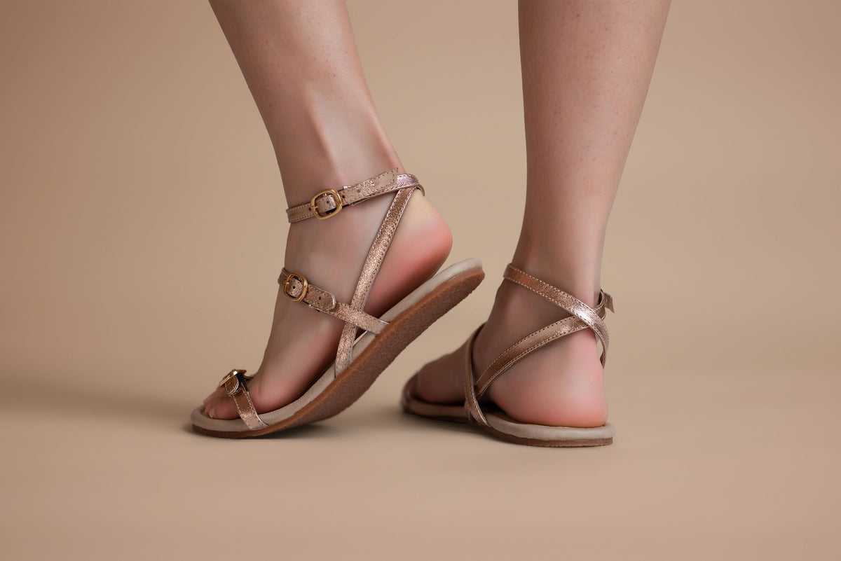 Vera Leather Multi-Strap Sandals - Blush Gold