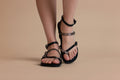 Alma Leather Toe-Strap Sandals - Onyx