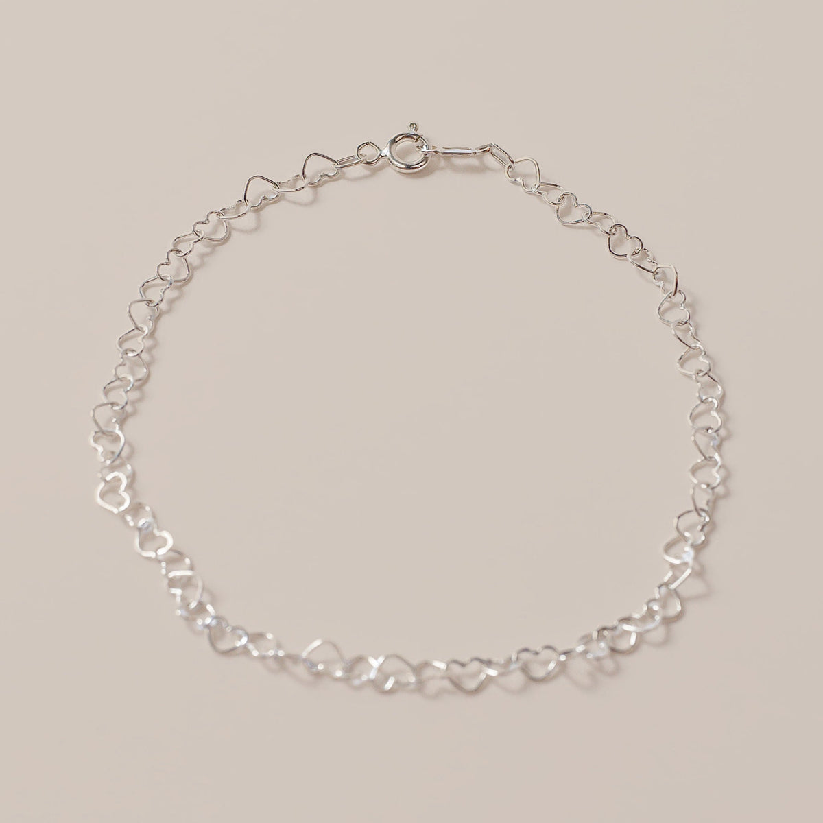 Sterling Silver Heart Chain Anklet