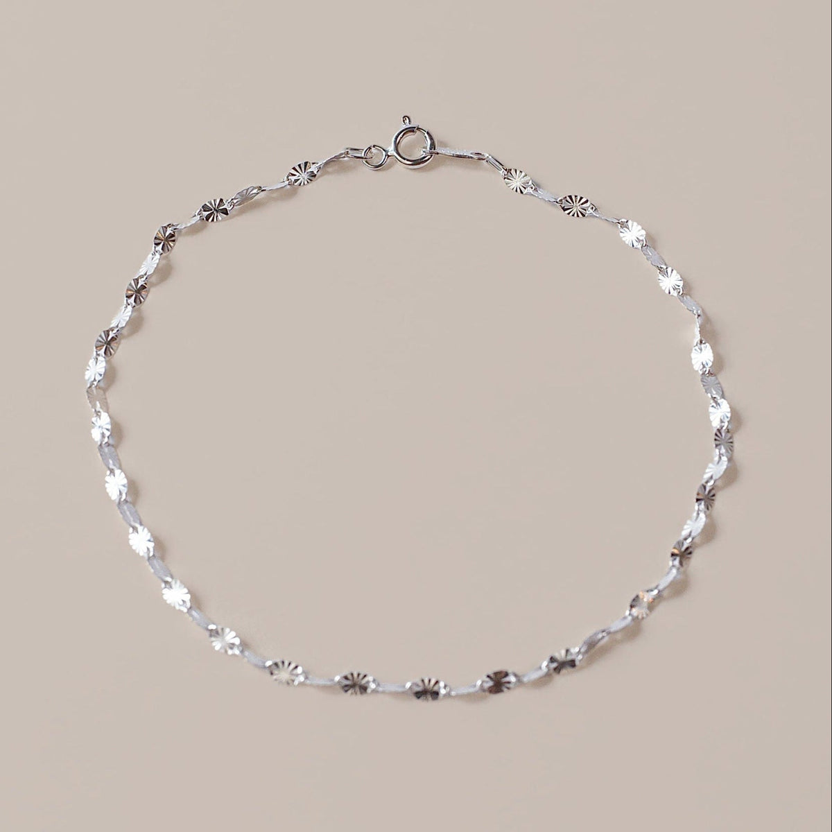 Sterling Silver Disc Chain Anklet