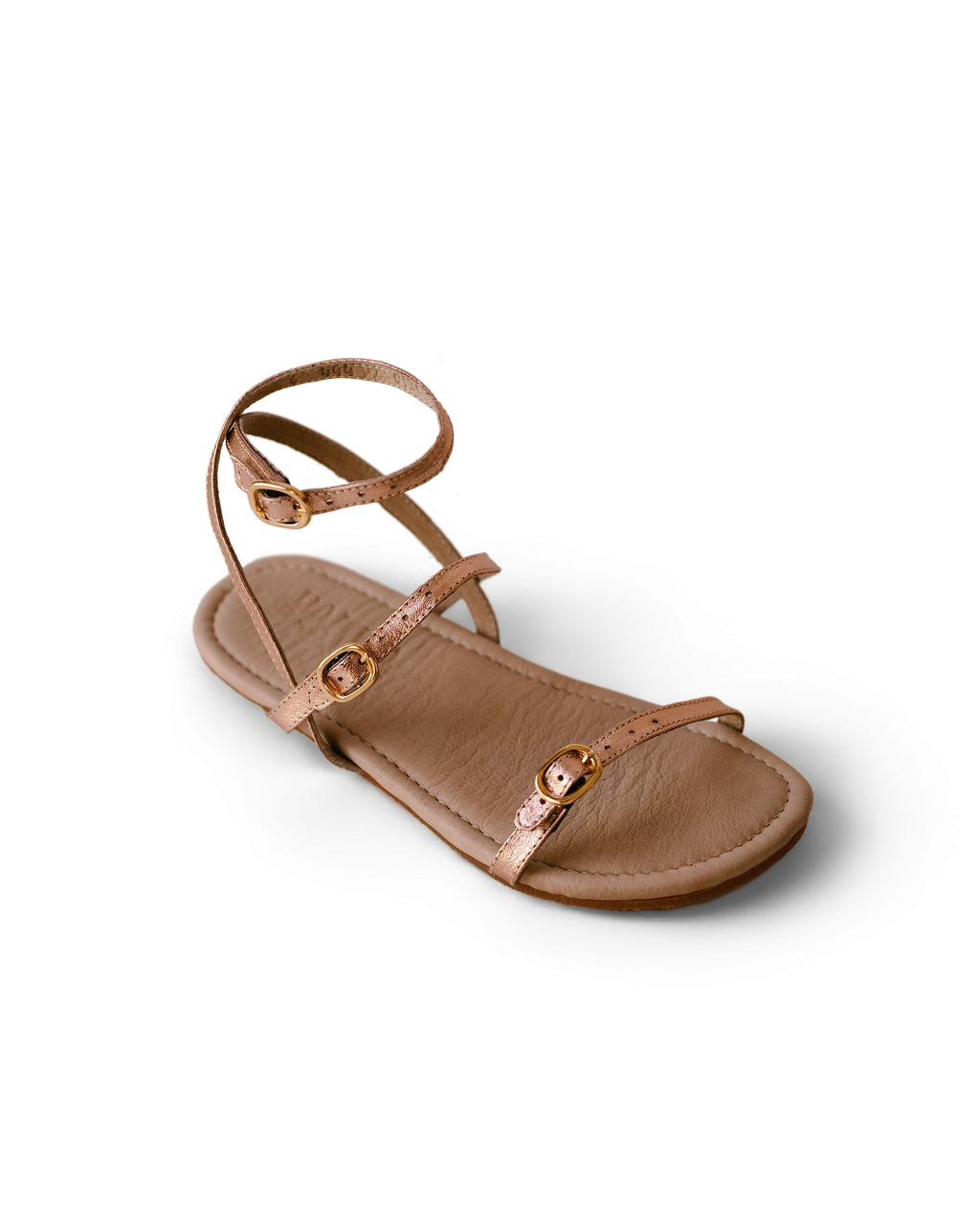 Vera Leather Multi-Strap Sandals - Blush Gold